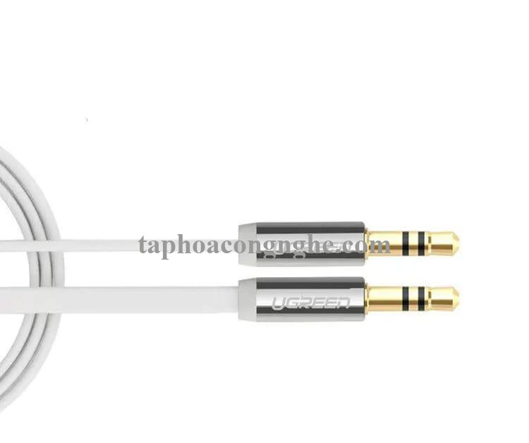 Ugreen 10750 0.5M màu Trắng Cáp âm thanh 2 đầu 3.5mm dương dây tròn TPE cao cấp AV119 30010750